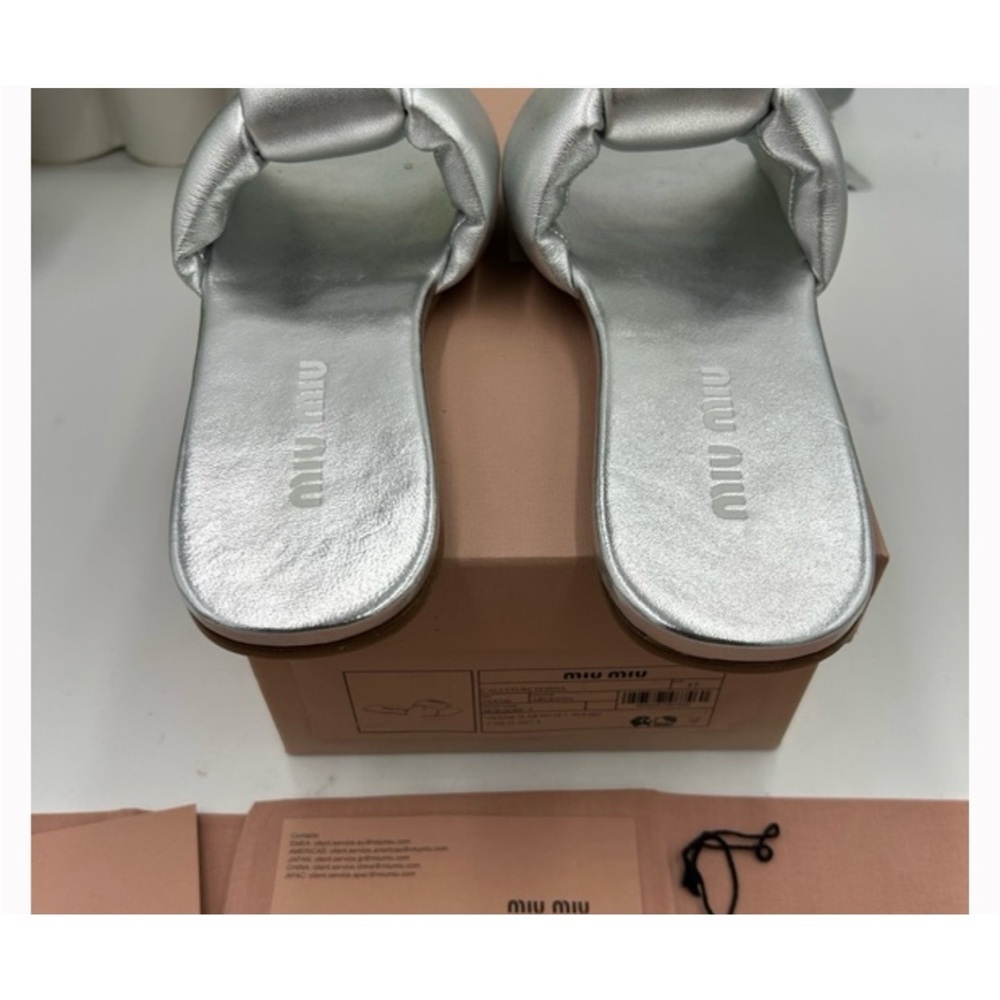 Miu Miu metallic slide sandals size 37 made in Italy - Picture 3 of 7